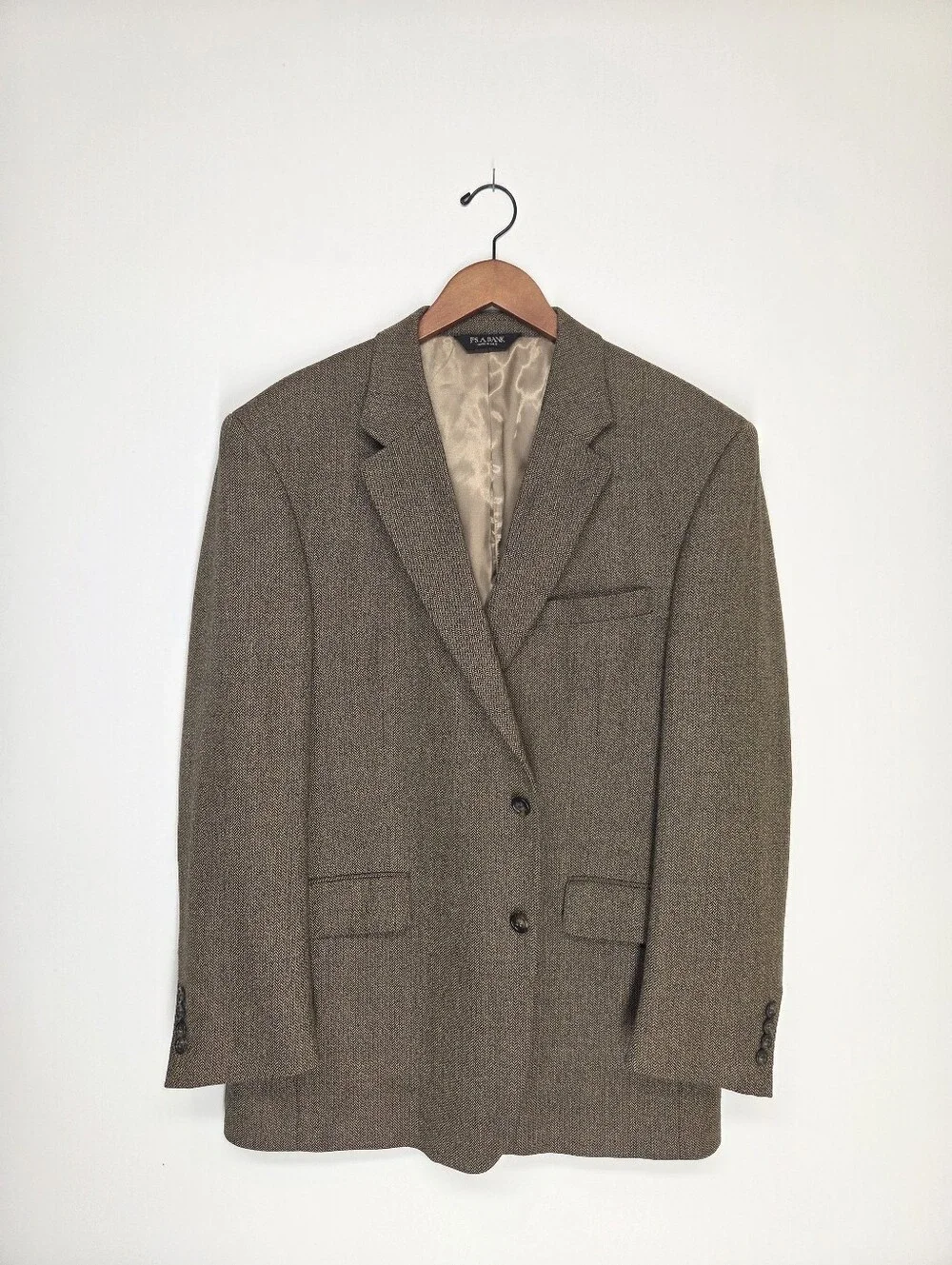Jos. A. Bank 44R Brown Herringbone Tweed Sport Coat 100% Wool